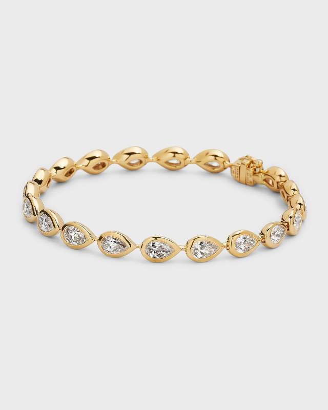 18K Yellow Gold Pear Diamond Line Bracelet, 6.00tcw